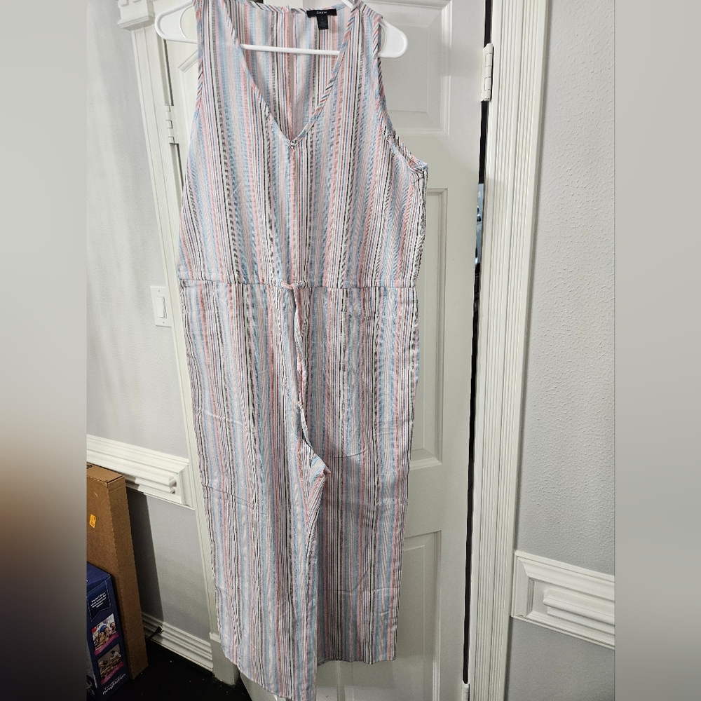 ANTROPHOLOGIE..NWOT…DREW Multicolor Striped Sleeveless Jumpsuit